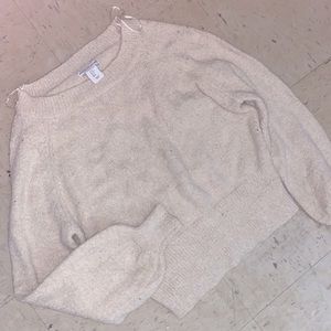 Wearing Your Heart On Your Sleeve Knit Gold Sparkle Sweater
